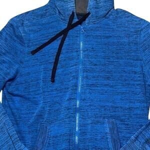 OP M BLACK HEATHER FULL ZIP HOODIE DRAWSTRING HOOD COTTON-POLY BLEND LIGHTWEIGHT